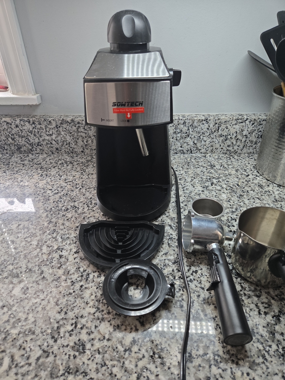Black & Stainless Espresso Machine - Works Perfect
